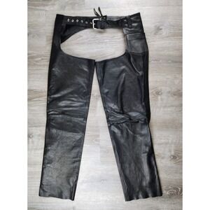 Wilsons Leather Motorcycle Chaps M Front Pocket Zip Snap Buckle Riding Bike